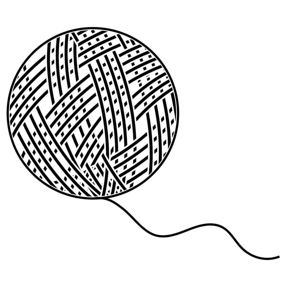 Ball yarn logo, icon thread wool vintage illustration, knit needle vector