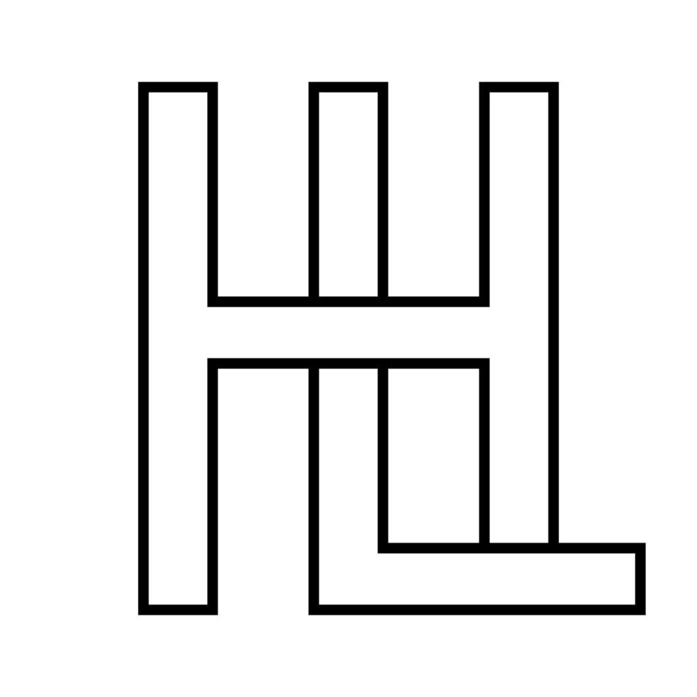 Logo sign hl lh icon nft, interlaced letters l h vector