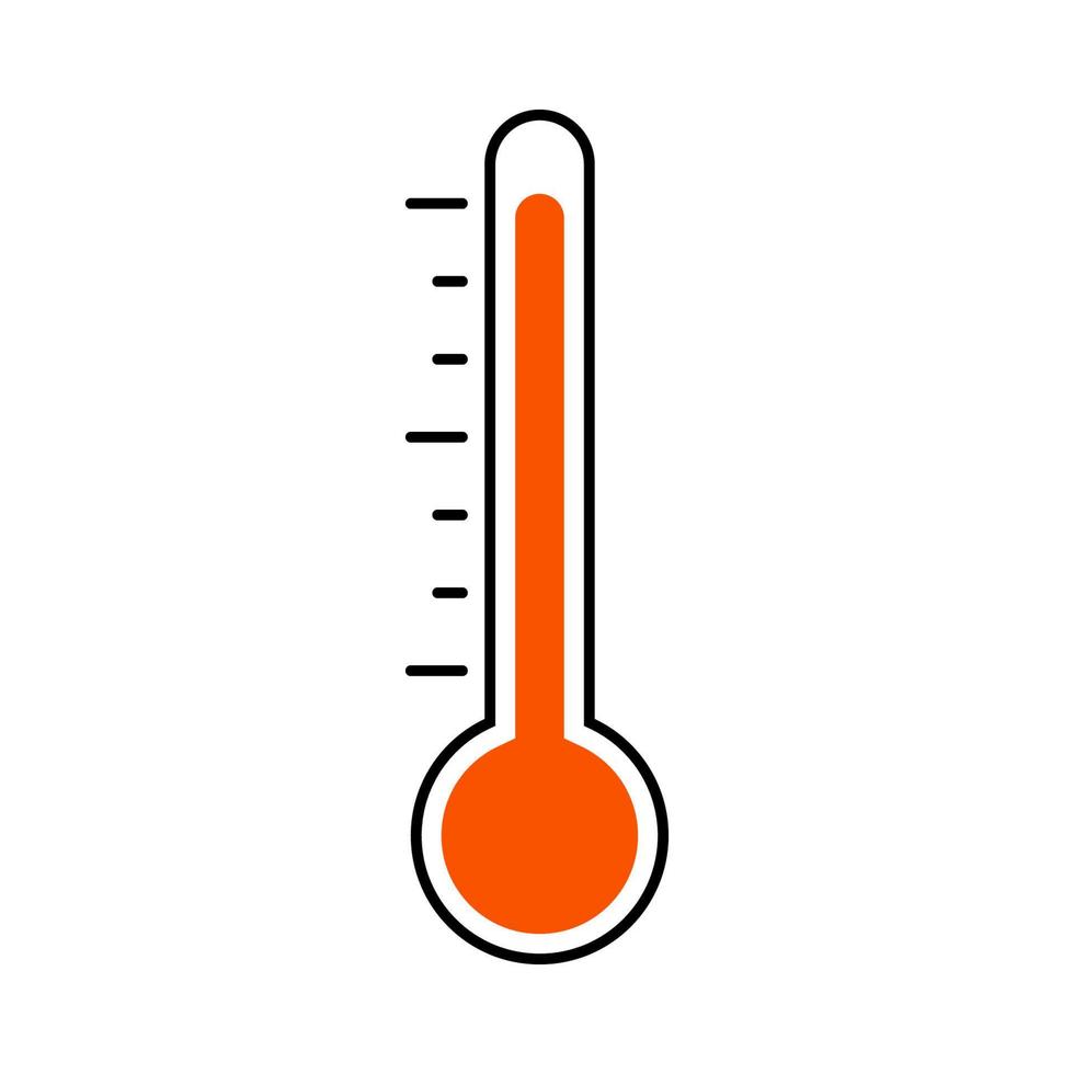 Icon is a red thermometer, sign of high temperature heat is hot siesta vector