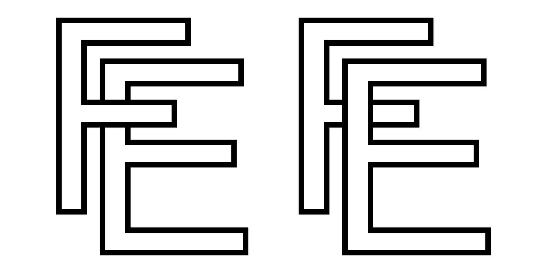 Logo sign fe ef icon sign interlaced letters E, F vector logo ef, fe first capital letters pattern alphabet e, f