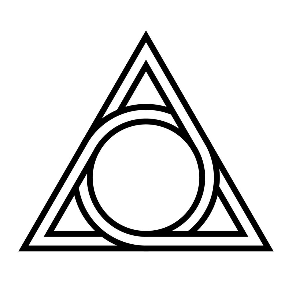 geometrical figure circle inscribed in a triangle, the vector logo tattoos mythological symbol round triangle