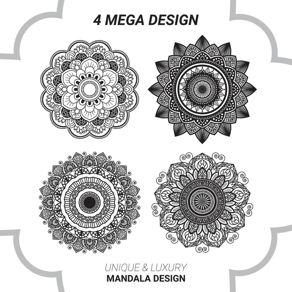 Mandala design, henna, tattoo, fabric vector