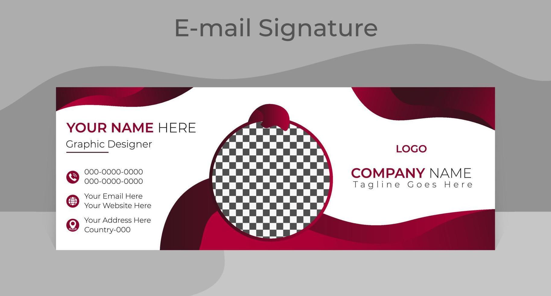 Email signature, email footer template, social media cover or contact card vector