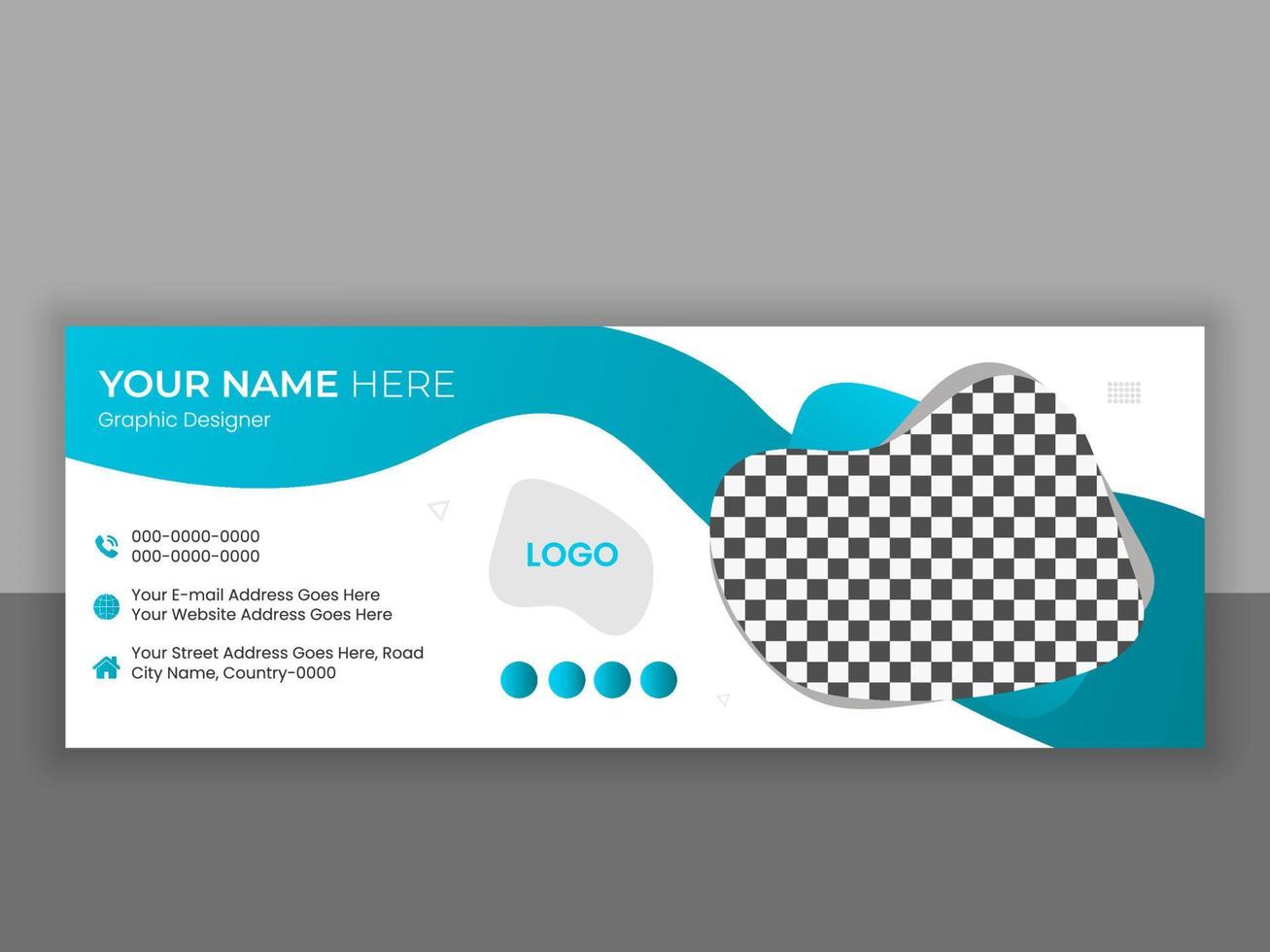 Email signature, email footer template, social media cover or contact card vector