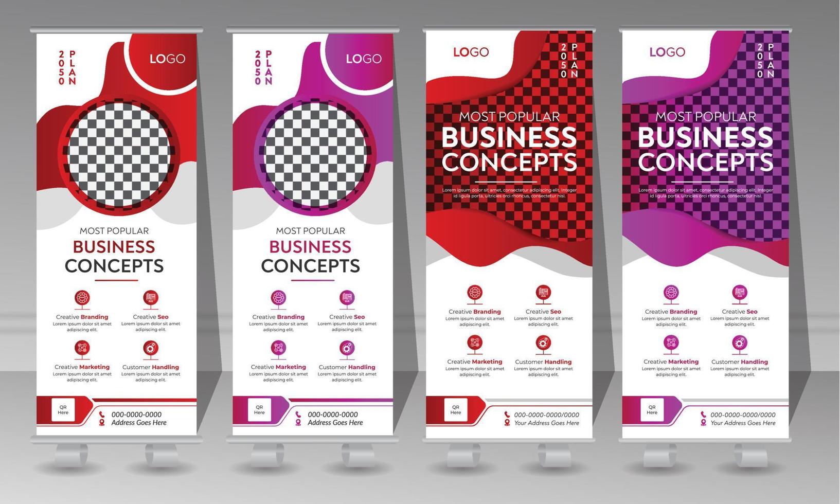Roll up banner, business roll up banner template vector