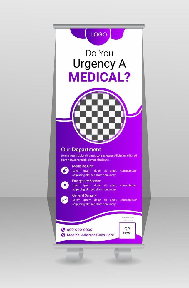 Roll up banner, medical roll up banner template, vector