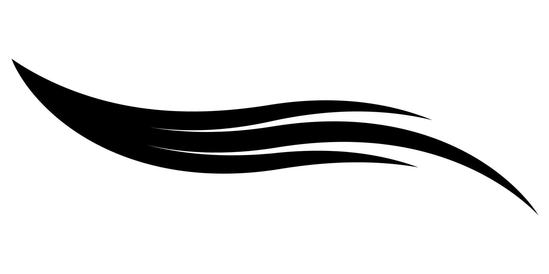 Flying curve curved stripe, flapping wings to fly swish line vector