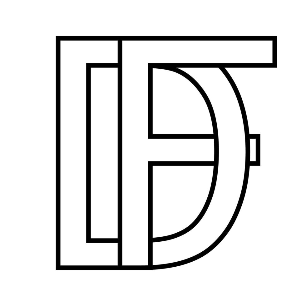 Logo sign df fd icon sign interlaced, letters d f vector