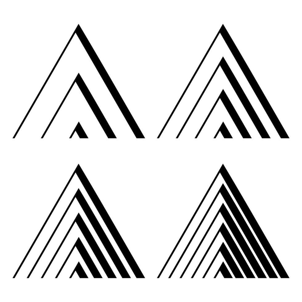 Black triangular logo stripes in a modern style. Colorful geometric logo. Design template. Isolated vector illustration. Illustration triangle shape template