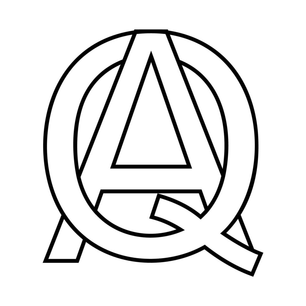 logo firmar ac, qa icono firmar entrelazado letras una q vector logo ac, qa primero capital letras modelo alfabeto a, q