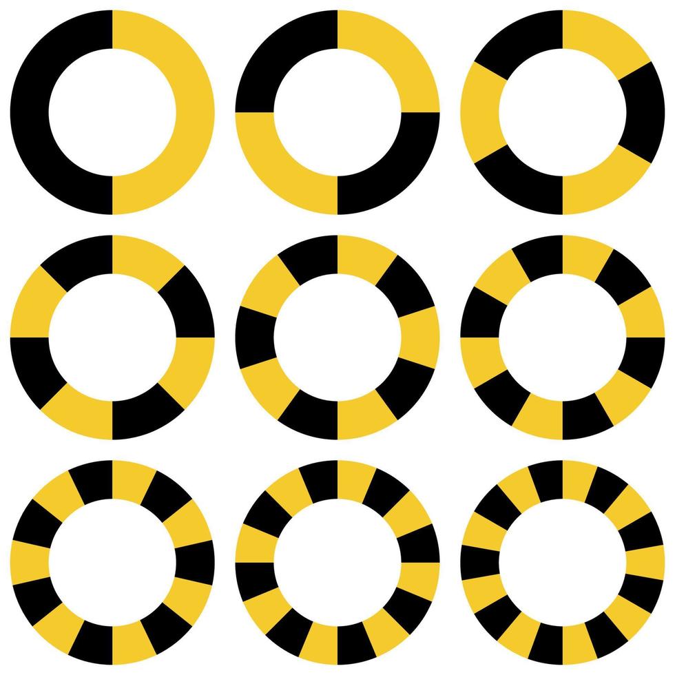 circle yellow and black sectors vector safety stripe warning, circle warns caution design. warn caution border, stripe safety warning ring