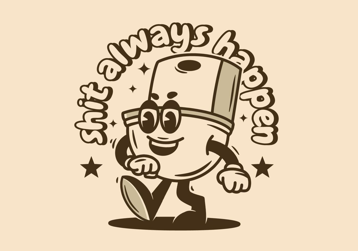 Mascot character design of a walking toilet vector