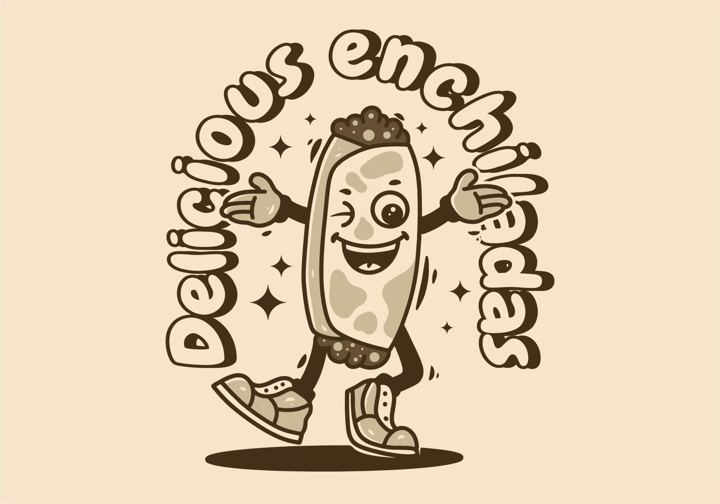 Mascot character of mexican food Enchiladas with happy face vector