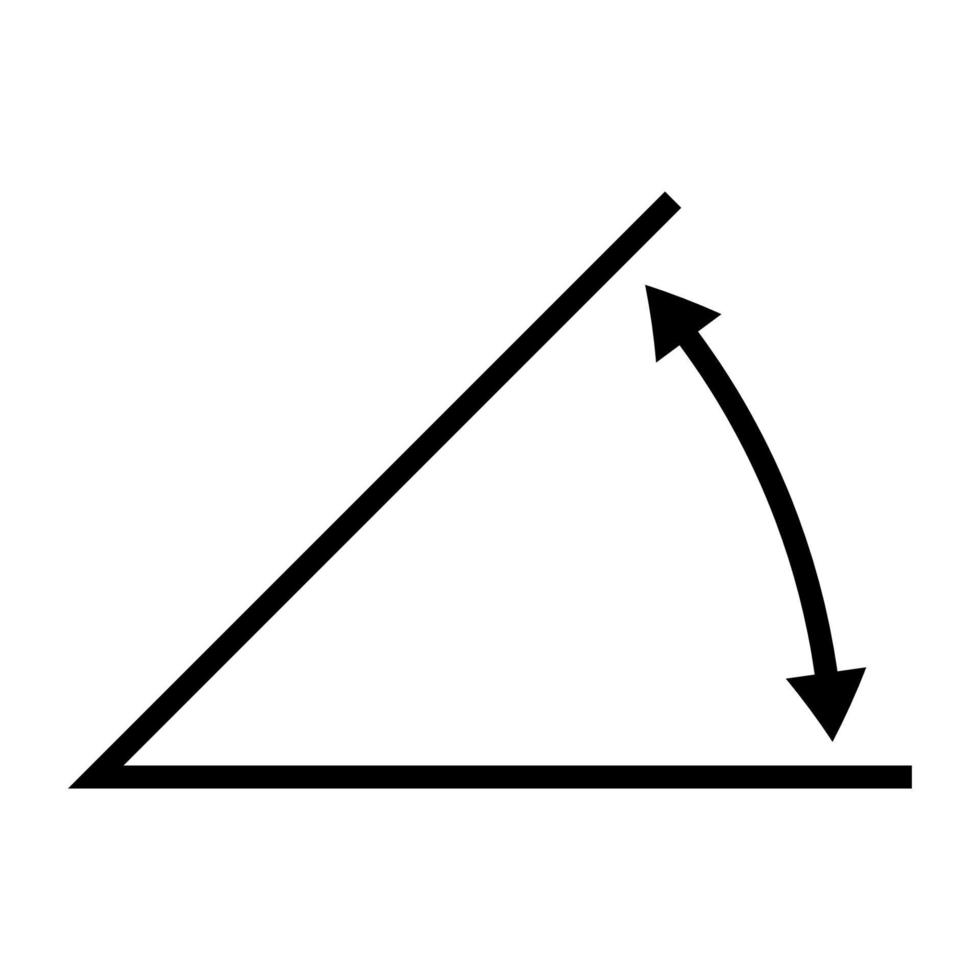 ángulo icono matemáticas, vector ángulo 45 símbolo, diseño flecha colegio