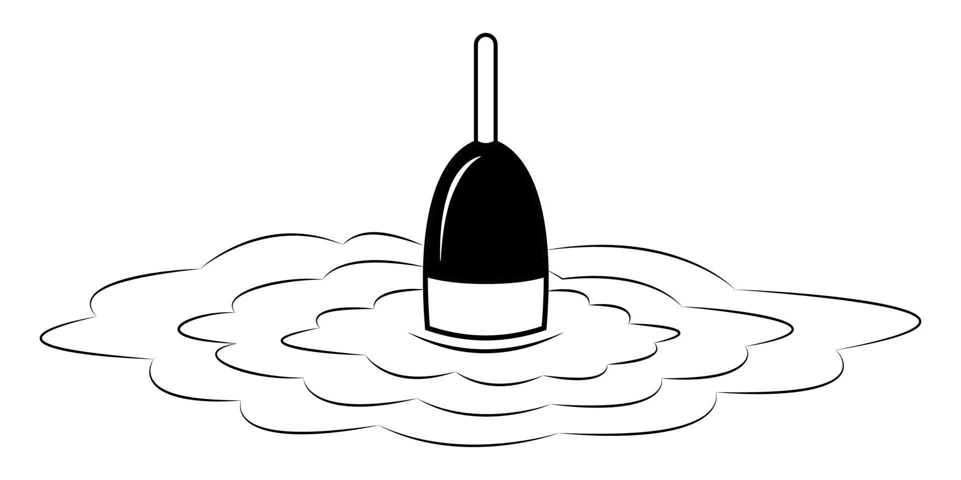 Waves on water from fishing float, fish biting, vibration float vector