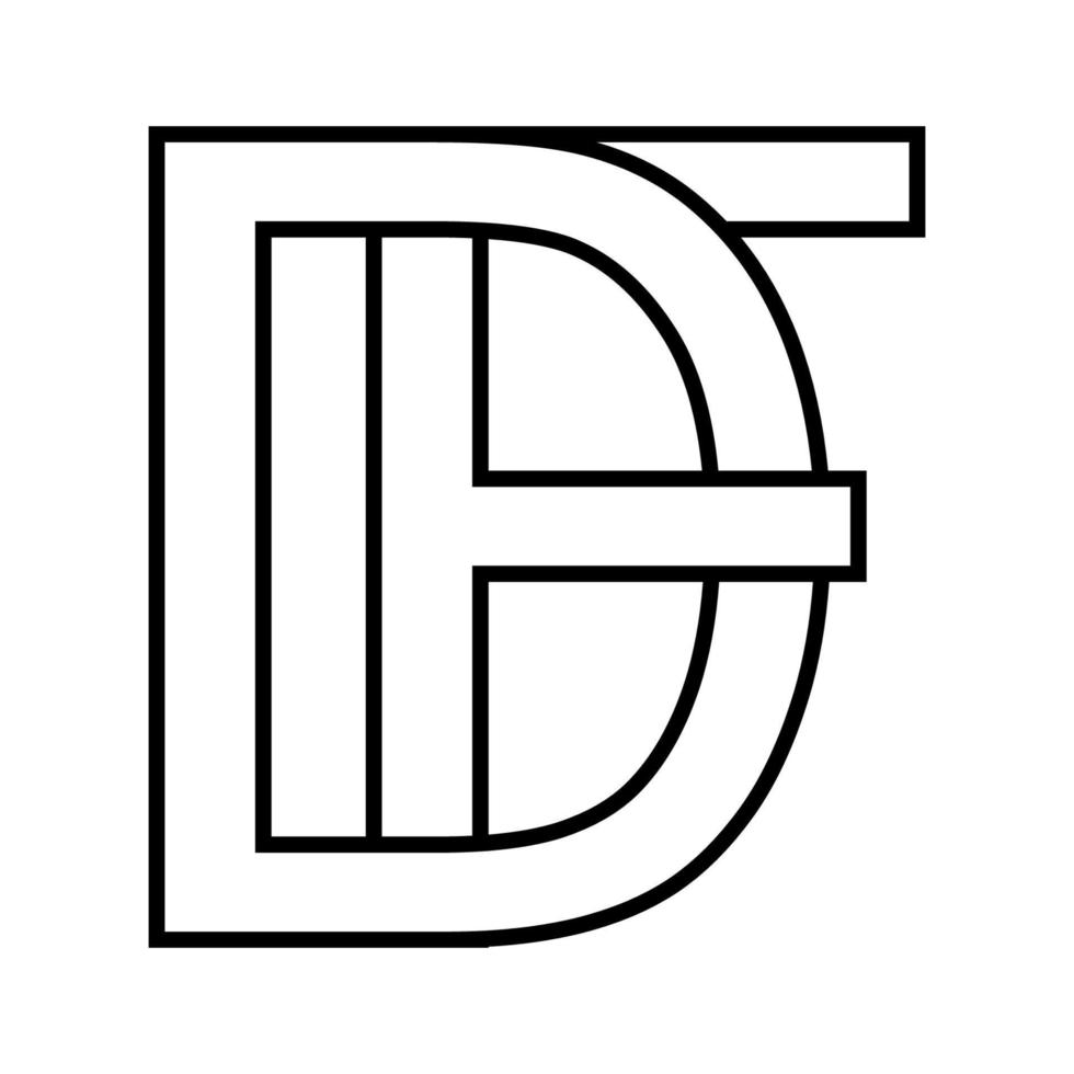 Logo sign df fd, icon sign interlaced, letters d f vector