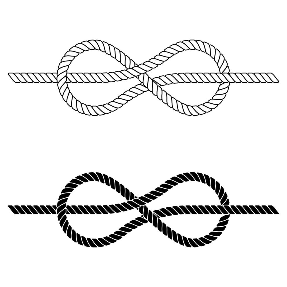 braided rope is tied in a sea knot, the vector rope knot made of lace is a symbol of cohesion, close ties teamwork