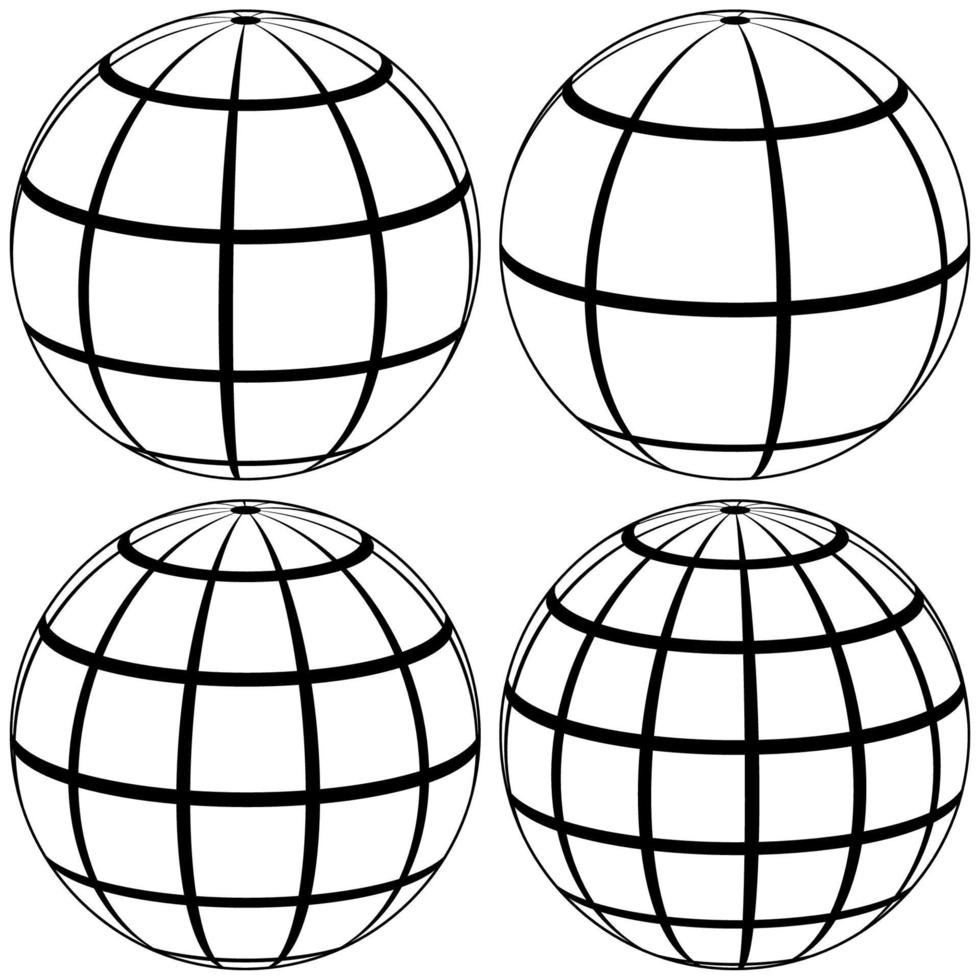 graticule globe Meridian and parallel, vector template graticule ball with lines Earth globe with meridians and longitude 3D sphere vector illustration