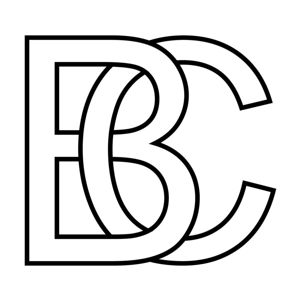 Logo sign bc, cb icon sign two interlaced letters B and C vector logo bc, cb first capital letters pattern alphabet b, c