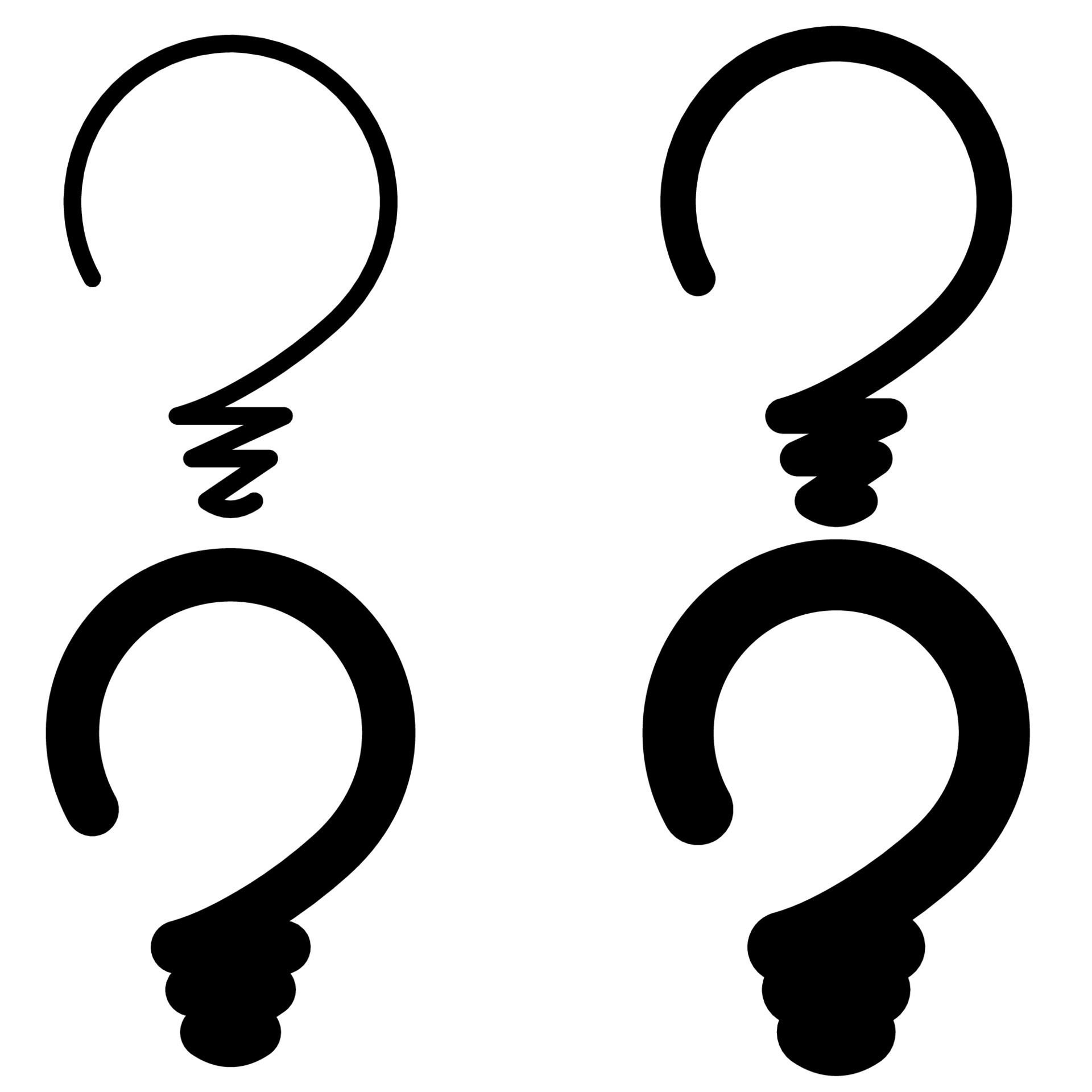 Set light bulb in the form question mark, concept ideas, vector light