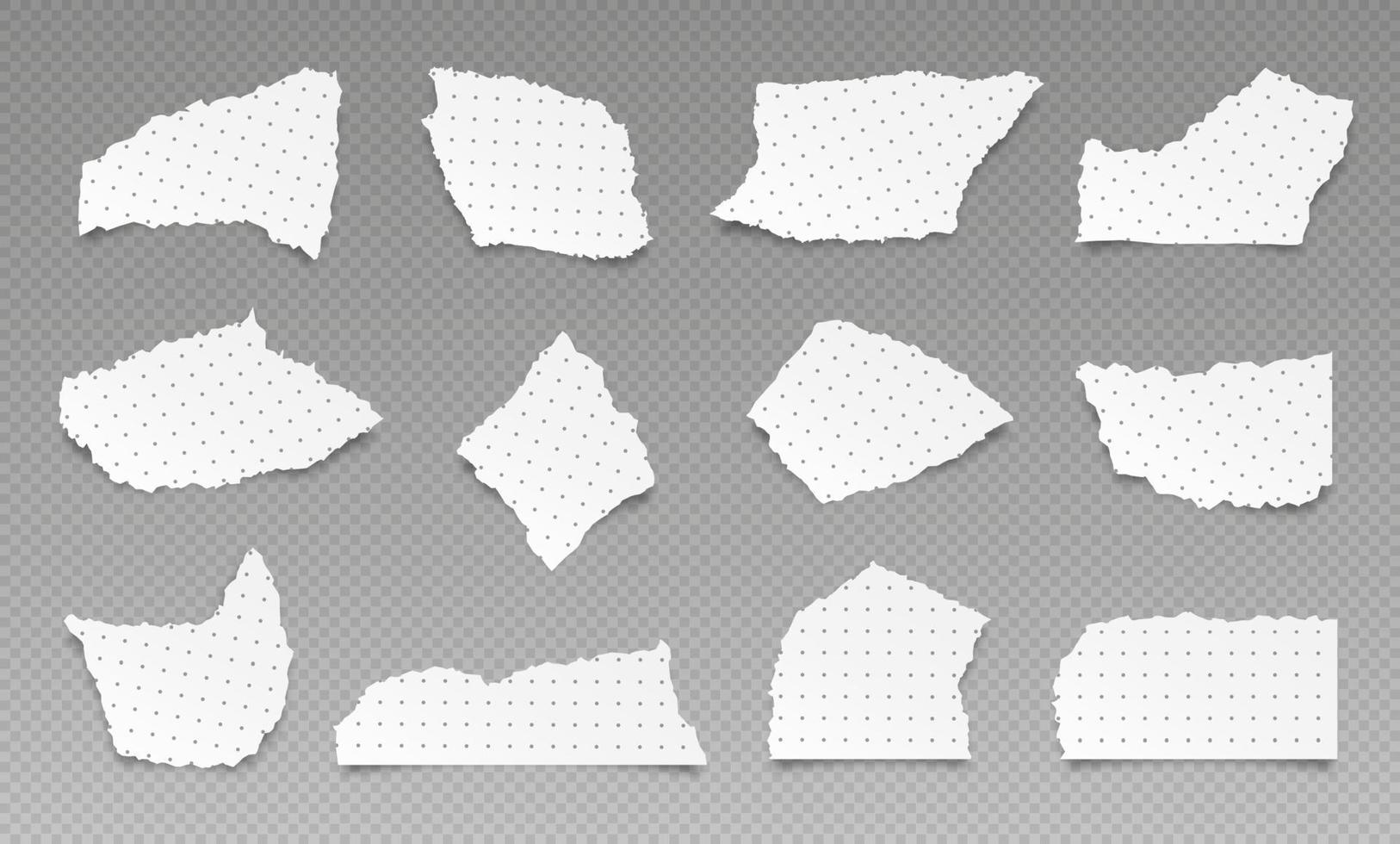 Torn paper pieces, realistic ripped notebook page fragments vector