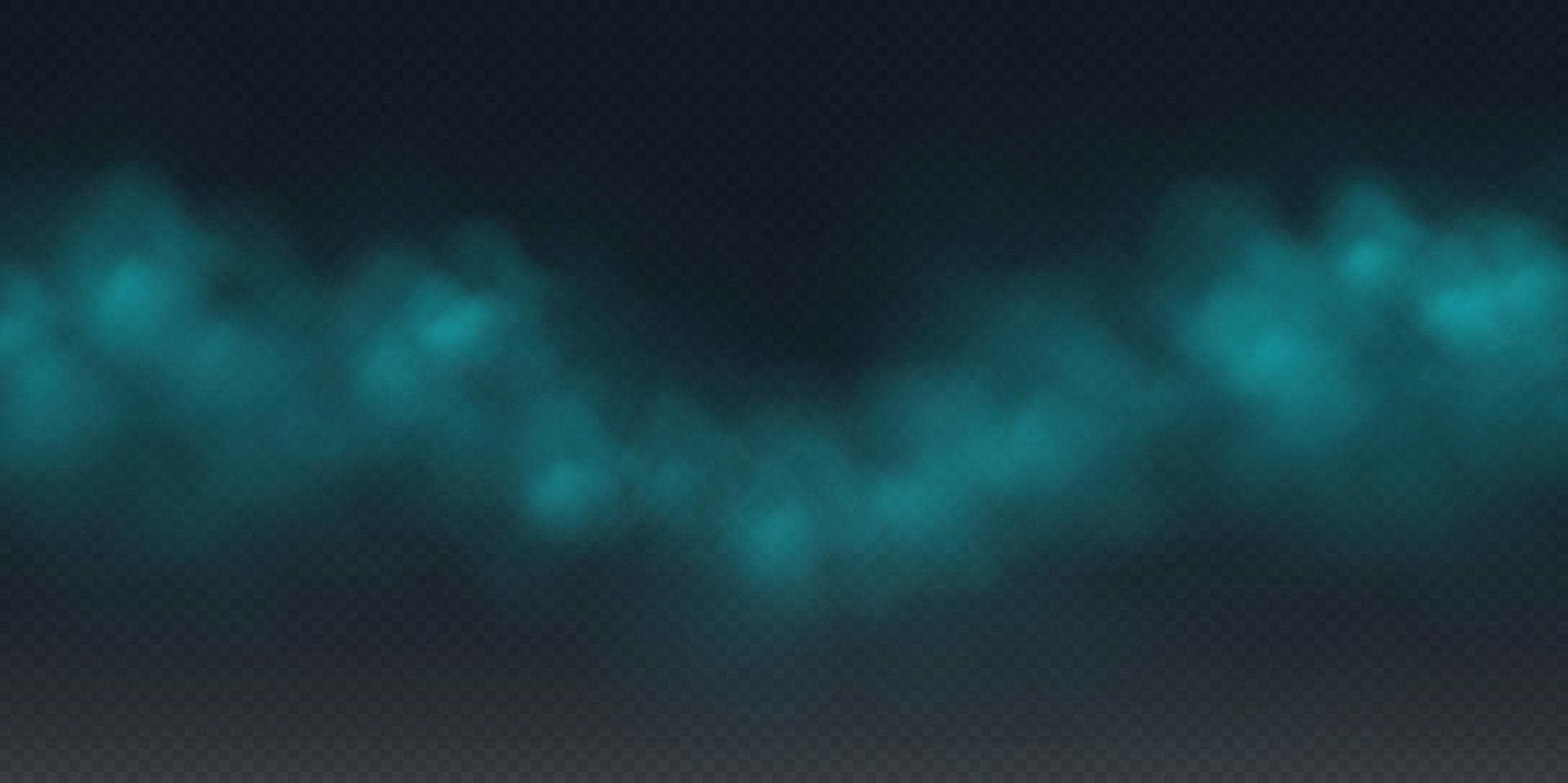 Blue smoke, colorful fog, realistic smog, haze, mist or cloudiness effect. vector
