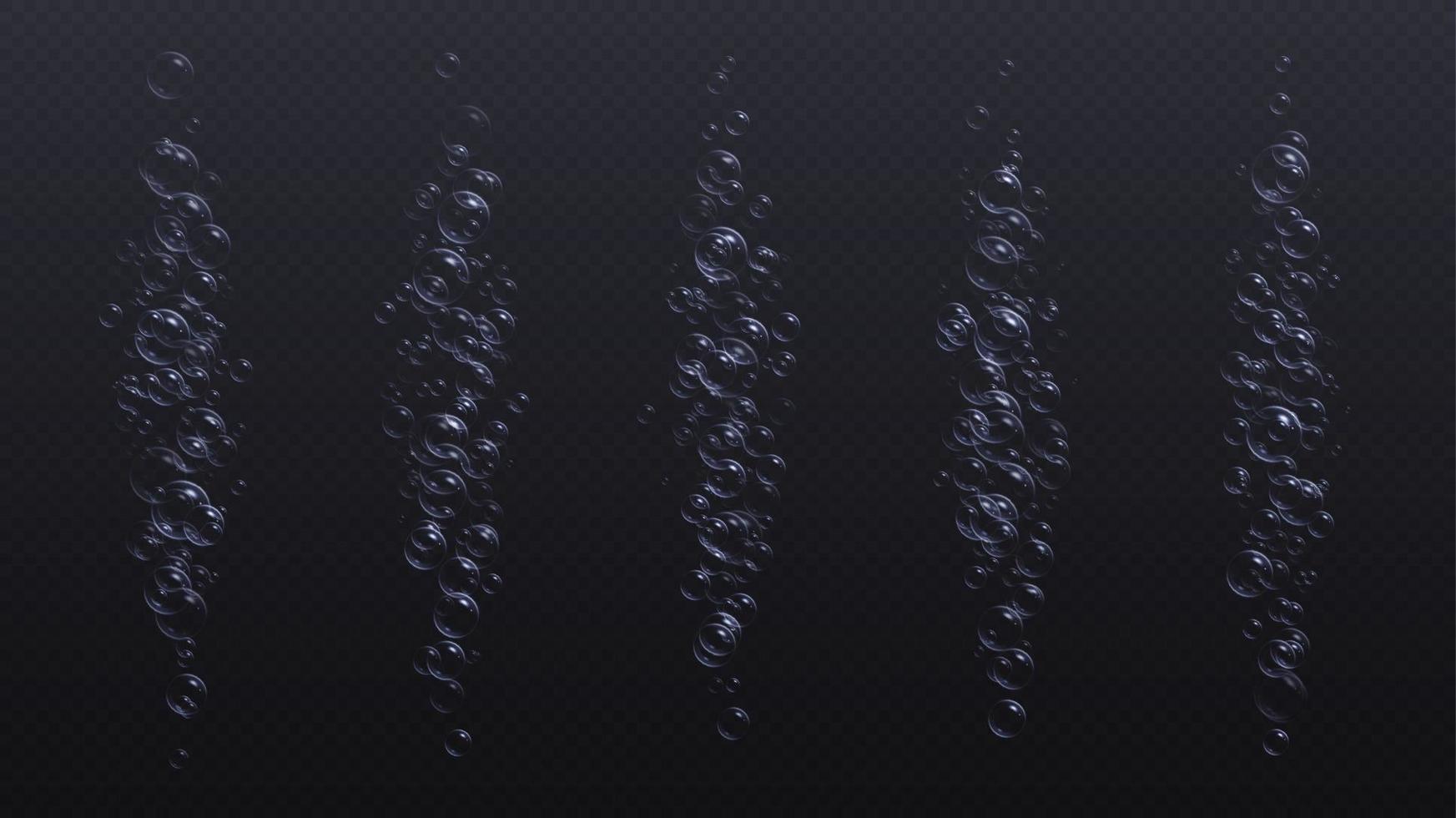 Underwater fizzing bubbles, soda or champagne carbonated drink, sparkling water. vector
