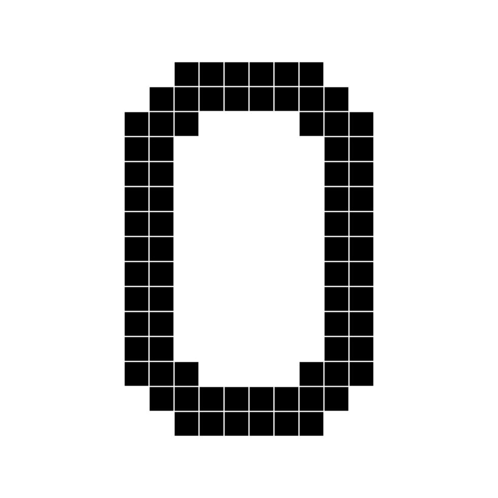 Number 0 zero, 3d cube pixel, shape minecraft 8 bit vector