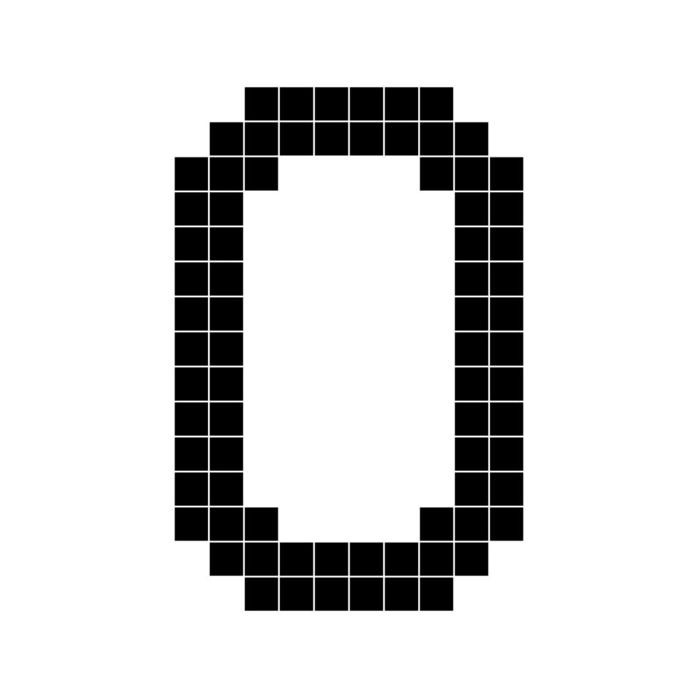 Number 0 zero, 3d cube pixel, shape minecraft 8 bit vector