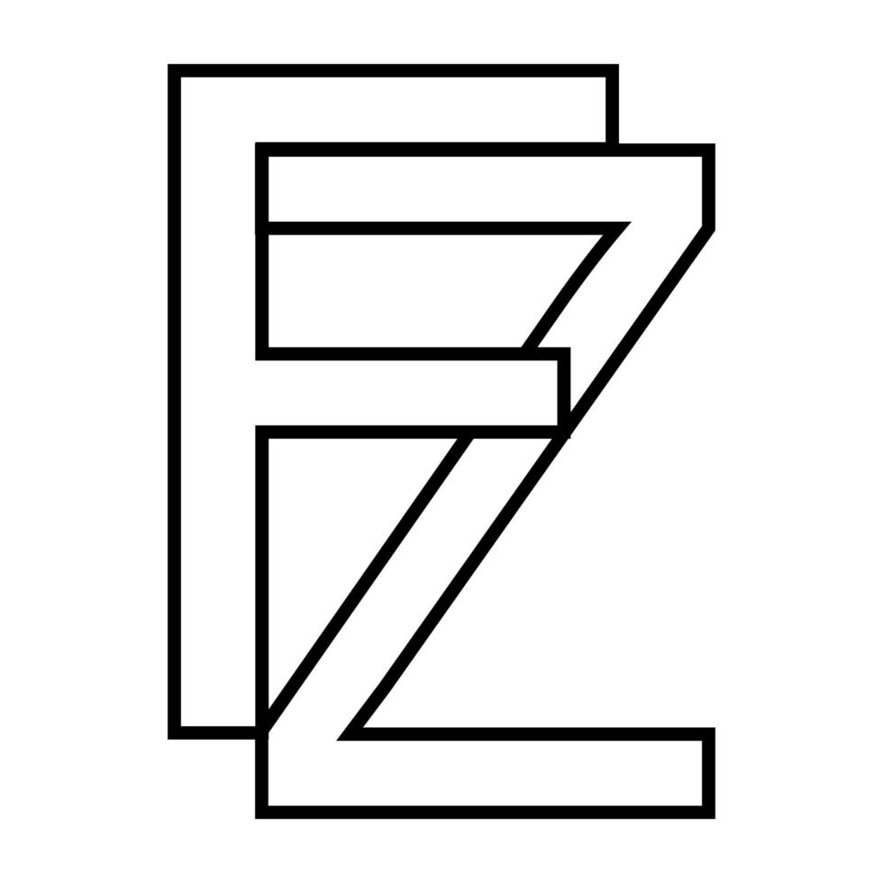 Logo sign, fz zf icon nft fz interlaced letters f z vector