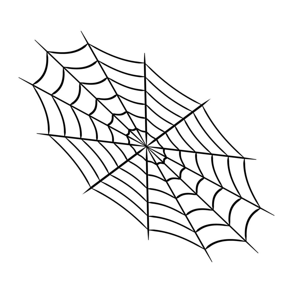Oval cobweb symbol, hand drawn tangle and trap spider web vector