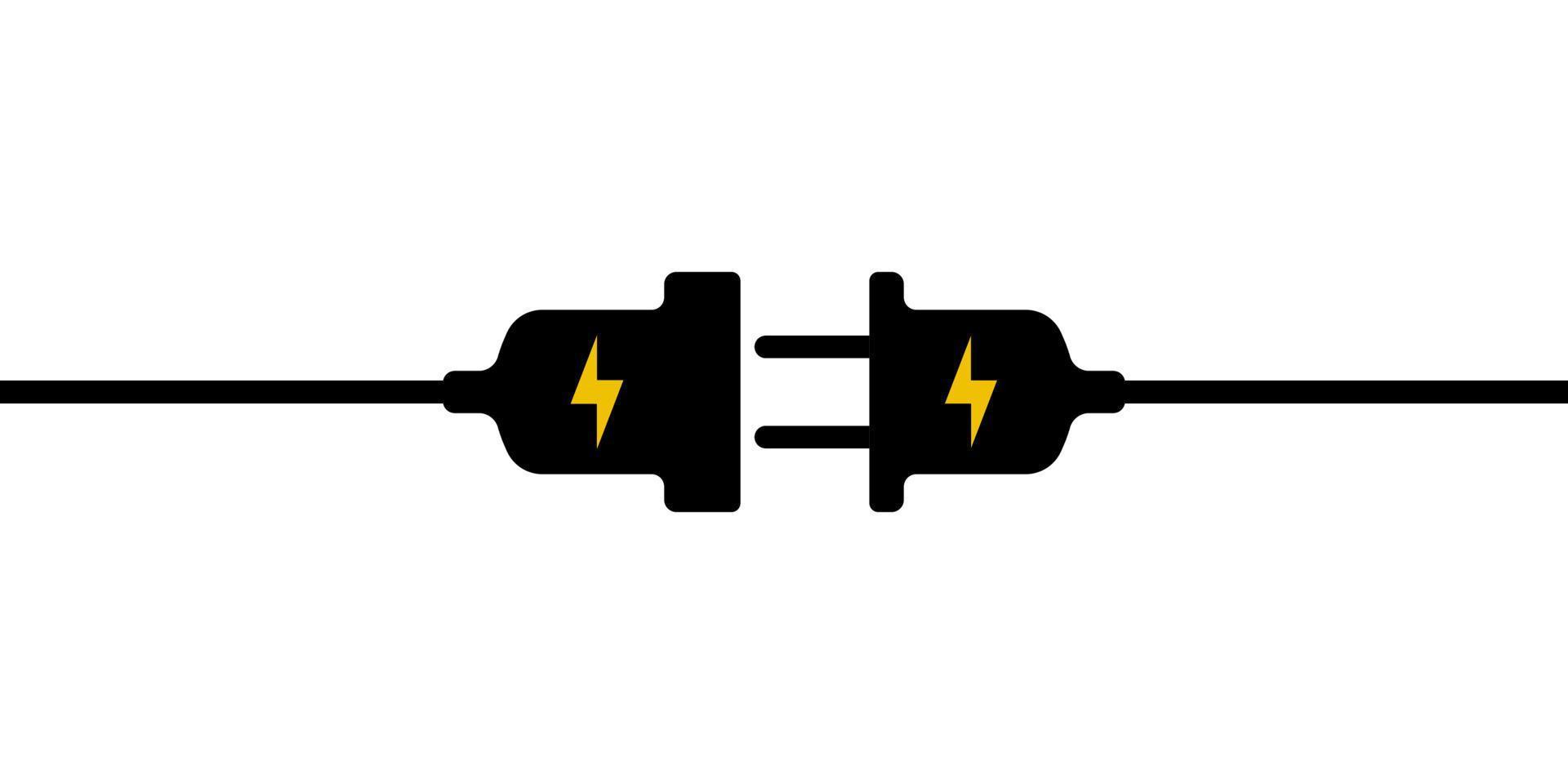 Electrical wire, plug and socket icon are disconnected 404 Internet connection, error stock illustration vector