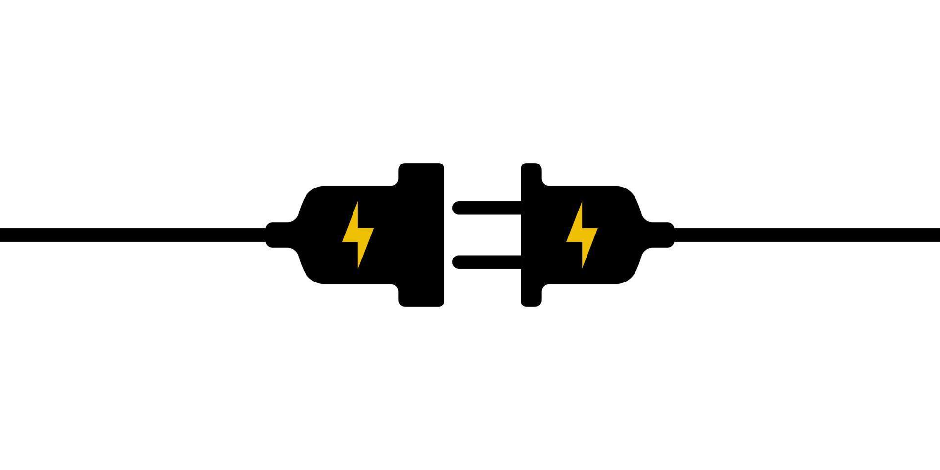 eléctrico cable, enchufe y enchufe icono son desconectado 404 Internet conexión, error valores ilustración vector