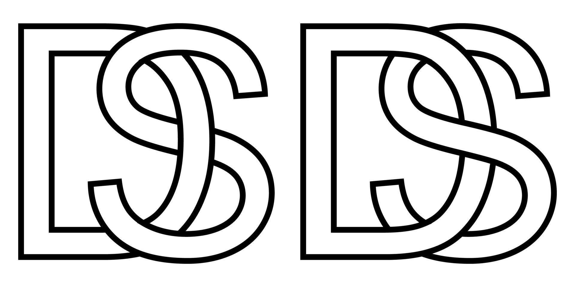 Logo sd and ds icon sign two interlaced letters S D, vector logo sd ds first capital letters pattern alphabet s d