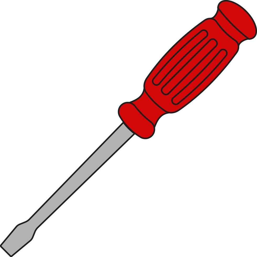 Icon flat slotted screwdriver, vector cartoon comic slotted screwdriver