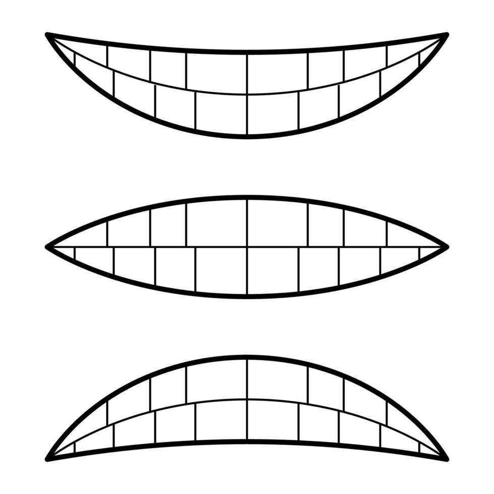 icons emotions smile happiness and sadness anger, vector signs of emotions lips teeth, emotional facial expression