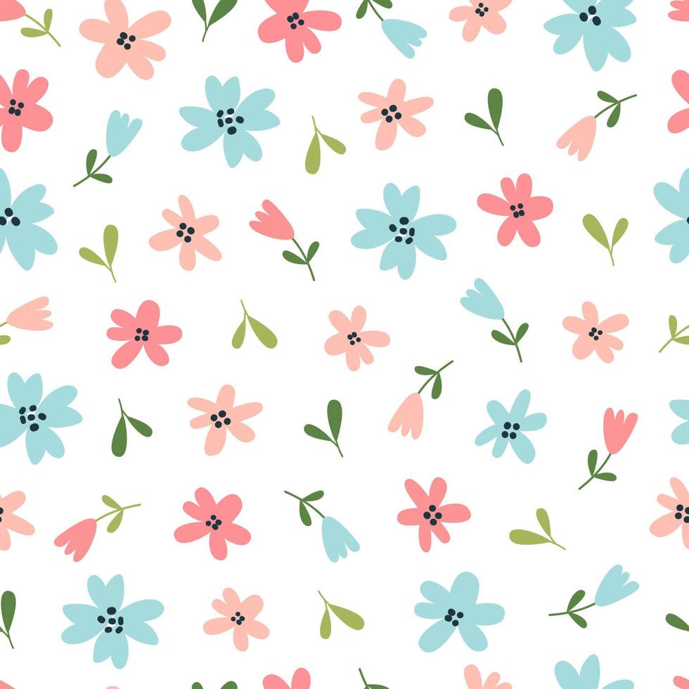Floral seamless pattern in colorful flowers on a white background. Floral background for trendy