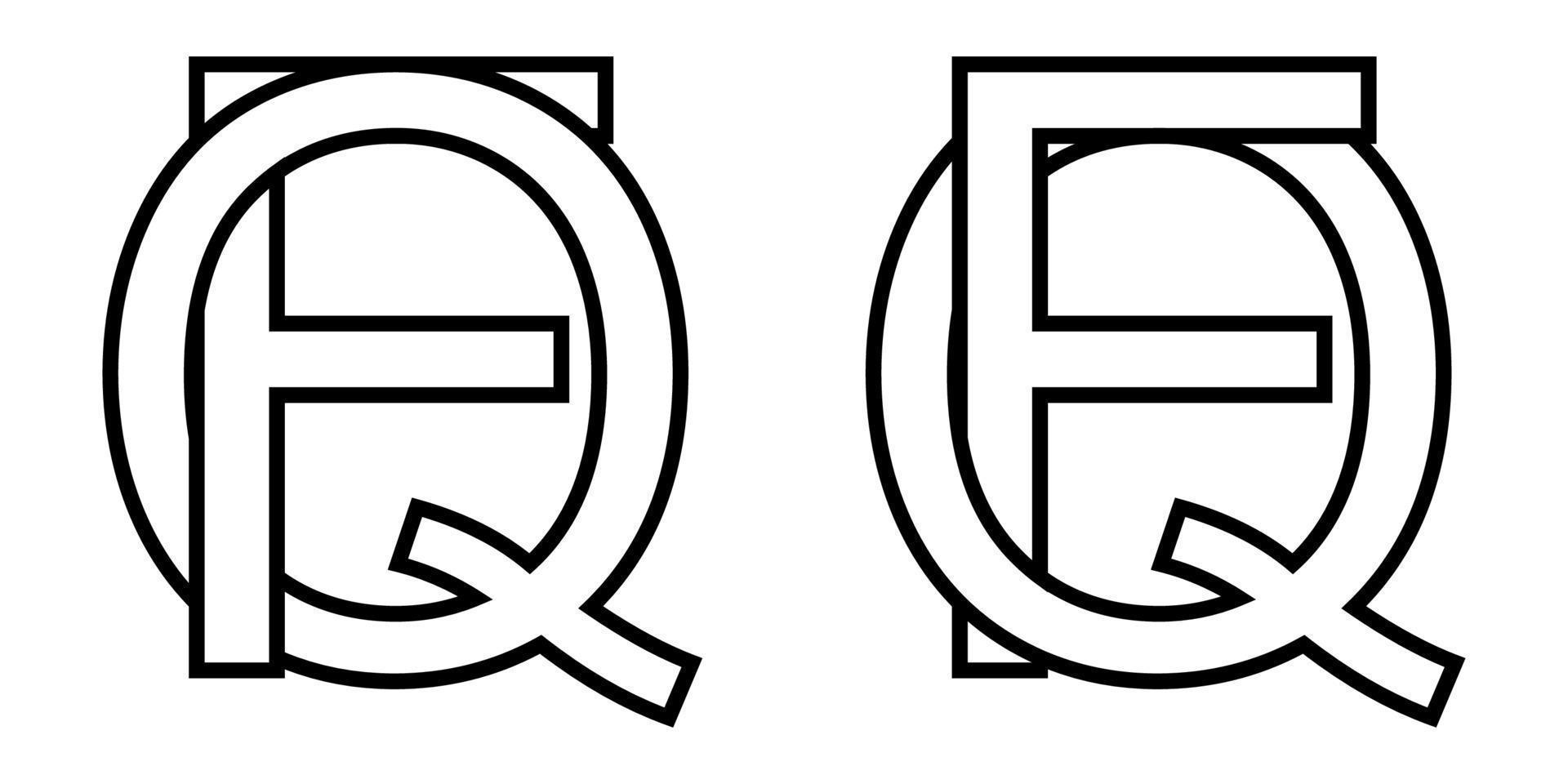 Logo sign fq and qf icon sign interlaced letters q, F vector logo qf, fq first capital letters pattern alphabet  q  f