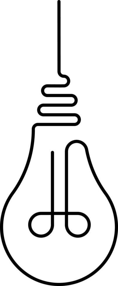 hanging incandescent light bulb drawn one line vector