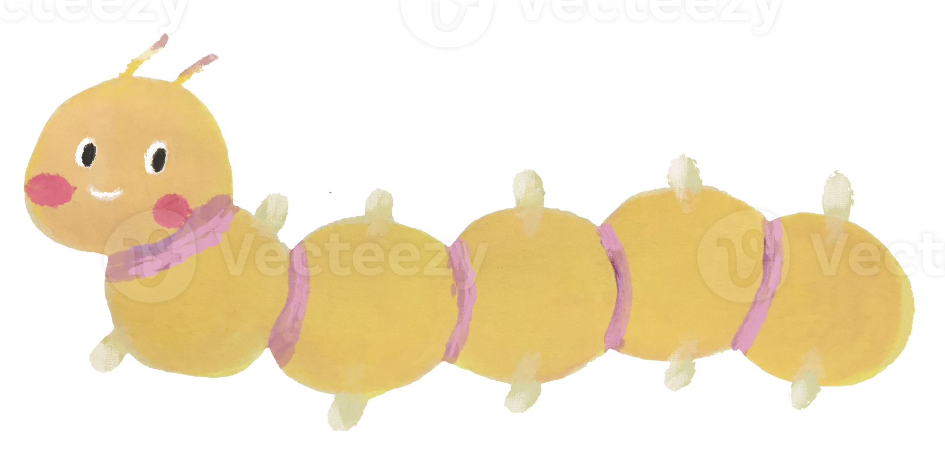 Yellow caterpillar, Acrylic paint playful clip art png