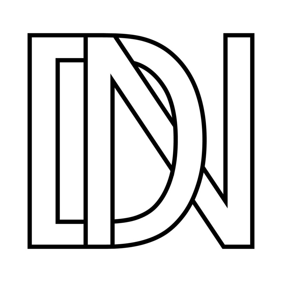 Logo sign dn nd icon sign, dn interlaced letters d n vector