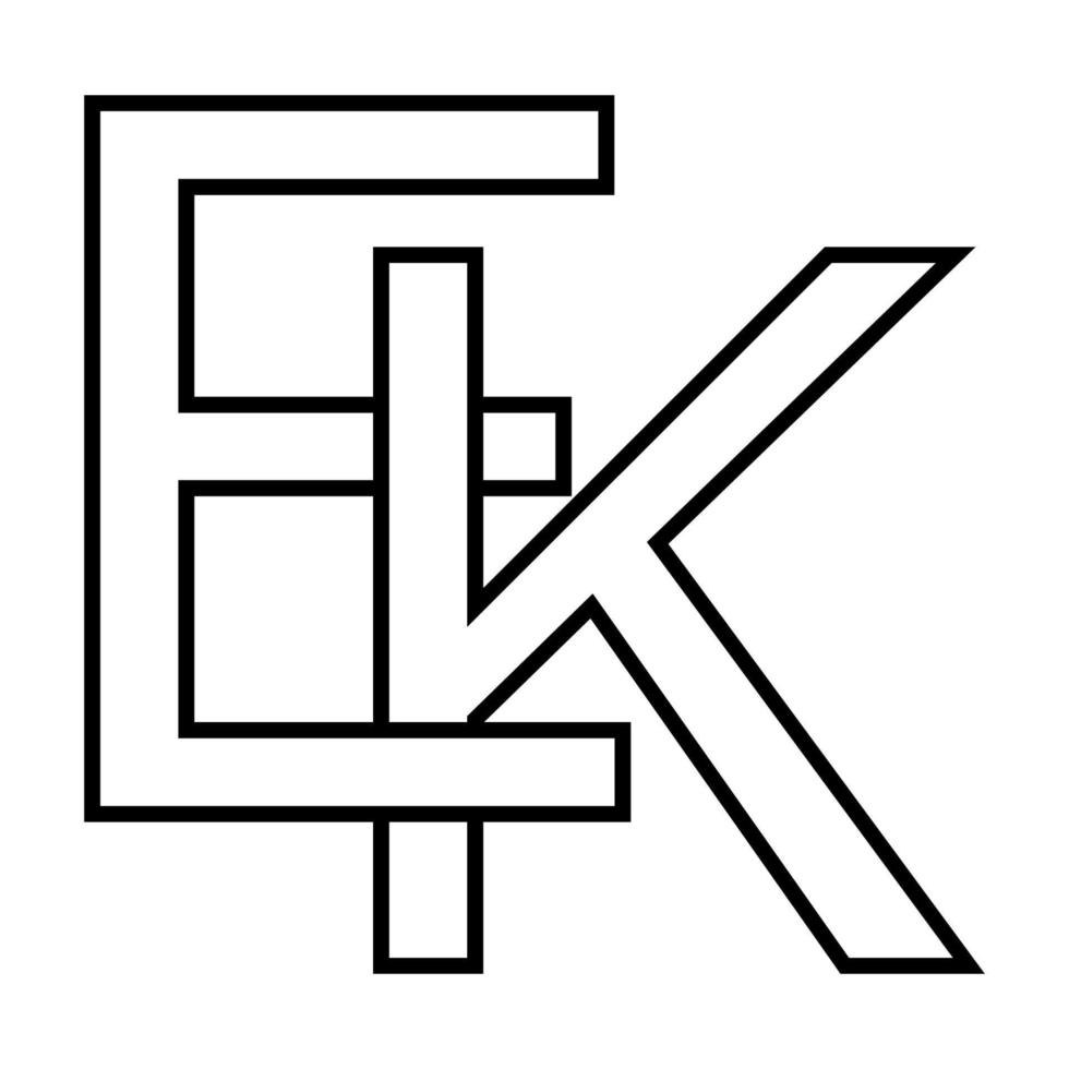 logo firmar ek ke icono, nft ek entrelazado, letras mi k vector