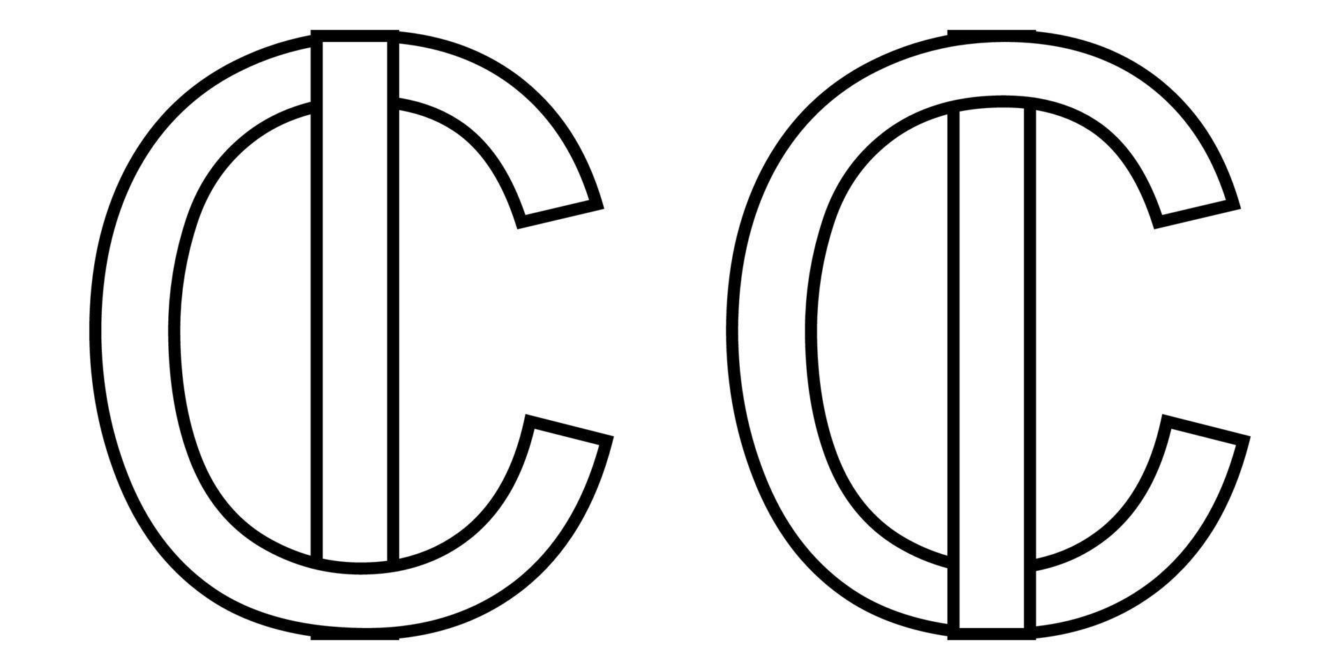 Logo sign ic ci icon sign two interlaced letters I, C vector logo ic, ci first capital letters pattern alphabet i, c