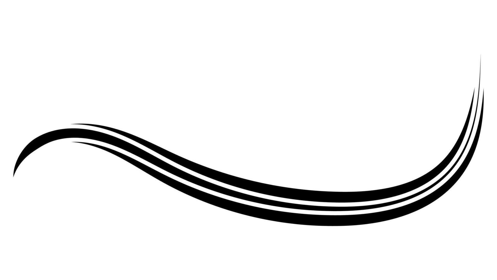 Curve graceful line wavy wave, calligraphic ribbon stripe, smooth contours vector