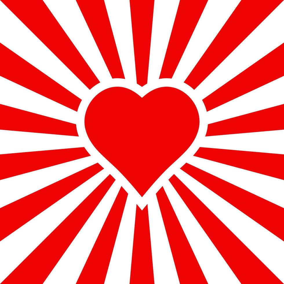 Background for lovers red heart with rays vector
