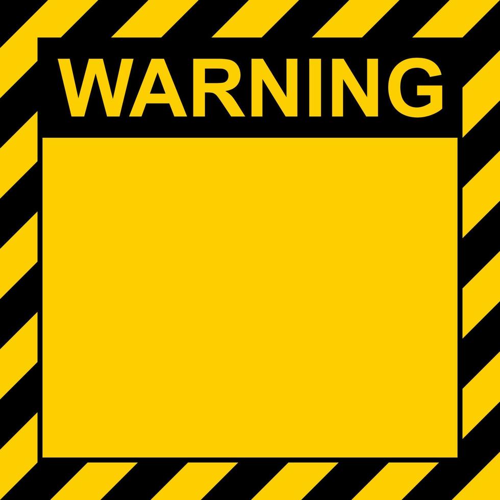 Hazard warning industrial plate, yellow black stripes warning template vector