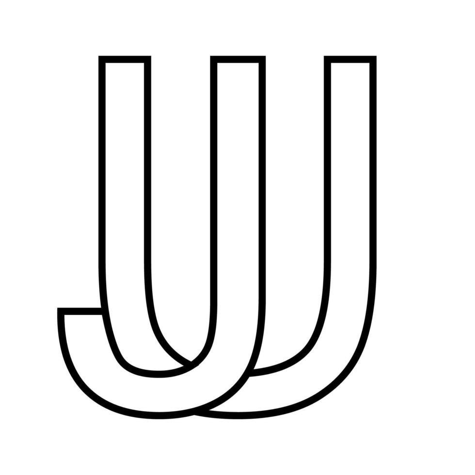 Logo sign uj ju icon double letters logotype u j vector