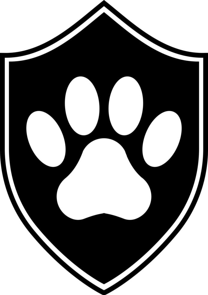 Animal protection logo shild sewn with animal paw print vector