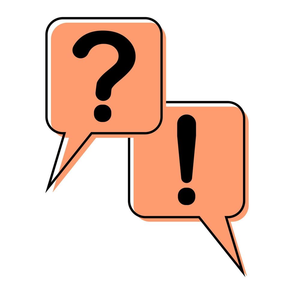 comic book style question and answer icon. Interactive speech bubble cartoon vector