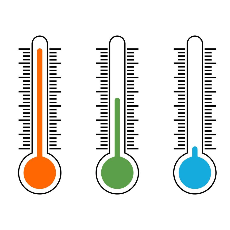 Thermometer icons showing the temperature, warm, cold comfortable vector sign temperature symbol